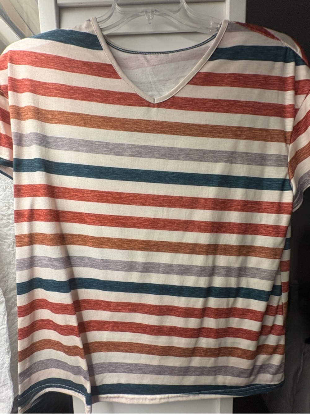 Women’s Striped V-Neck Shirt - Multi Color